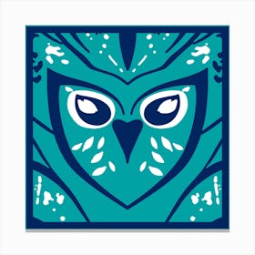 Chic Owl Dark Blue And Teal Canvas Print