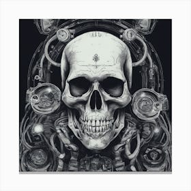 Skull With Gears Canvas Print