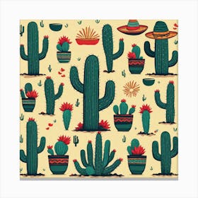 Mexican Cactus Set Canvas Print