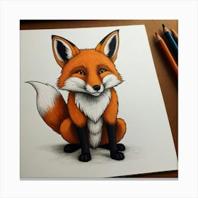 Fox Drawing Canvas Print