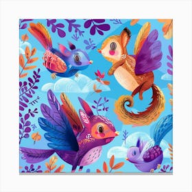 Colorful Birds And Butterflies Canvas Print