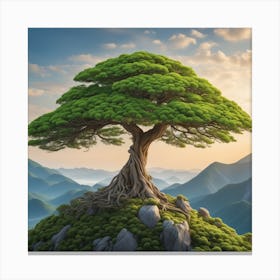 Single Tree On Top Of The Mountain Miki Asai Macro Photography Close Up Hyper Detailed Trending (2) Canvas Print