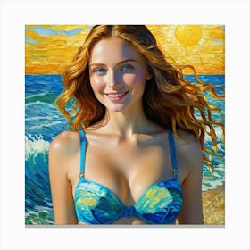 Girl On The Beach gj Canvas Print