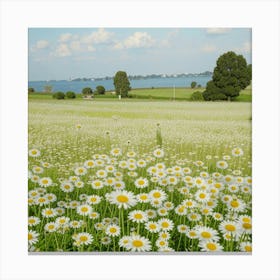 Daisies In The Field Canvas Print