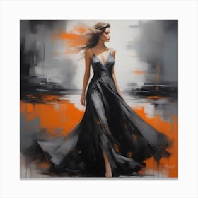 Woman In A Black Dress Canvas Print