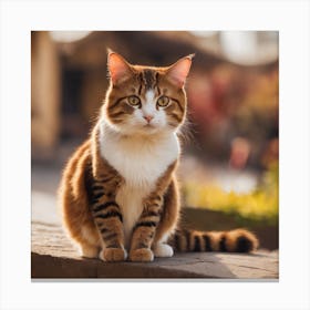 Cat Sitting On A Wall Canvas Print