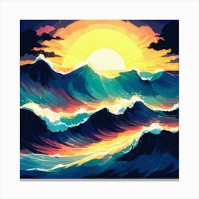 Sunset Over The Ocean 2 Canvas Print