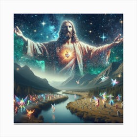 Jesus With Angels Canvas Print