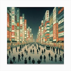 Asian City At Night Canvas Print