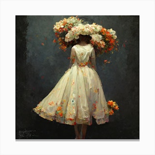 The Floral Dress Square Canvas Print