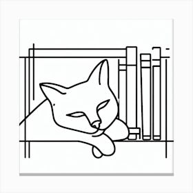 A Cat and a Bookshelf: A Modern Cut-Out Art Print Canvas Print