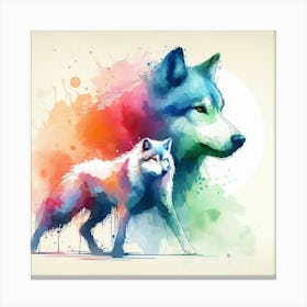 Watercolor Wolf Painting Canvas Print