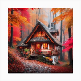 Autumn House In The Woods Canvas Print