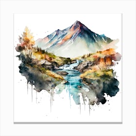 Watercolor Mountain Landscape 1 Canvas Print