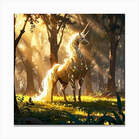 Default In A Misty Forest Clearing A Shimmering Creature Bathe 2 Canvas Print