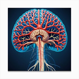 Human Brain With Blood Vessels 7 Canvas Print