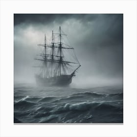 Voyager On The Sea of Fate 3/4 (ship sailing mist fog mystery ghost tall ship Victorian sail sailing galleon Atlantic pacific cruise mary celeste) Canvas Print