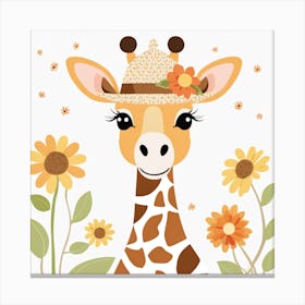 Floral Baby Giraffe Nursery Illustration (23) Canvas Print