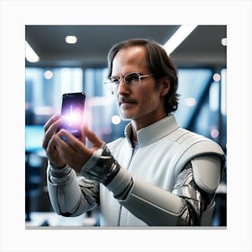 Futuristic Man With A Smartphone Canvas Print