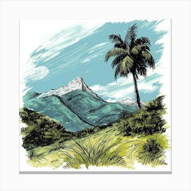 Palm Tree In The Mountains Canvas Print