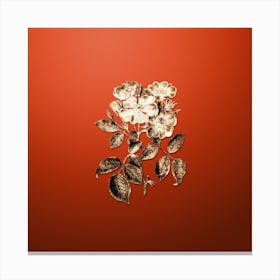 Gold Botanical Rose Clare Flower on Tomato Red n.1567 Canvas Print