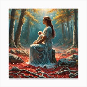 Mother And Child In The Woods 3 Canvas Print