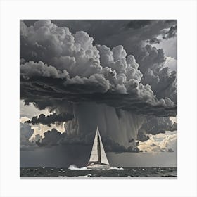Sailboat Under Stormy Sky Canvas Print
