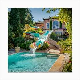 Water Slide In Front Of House Canvas Print