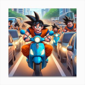 Goku in traffic jam Canvas Print