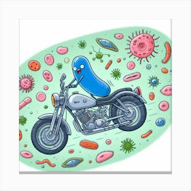 Virus On A Motorcycle Canvas Print