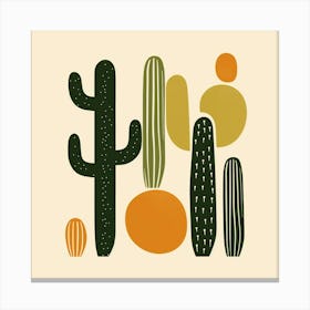 Rizwanakhan Simple Abstract Cactus Non Uniform Shapes Petrol 13 Canvas Print