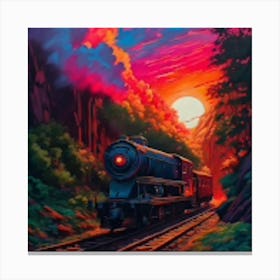 Train At Sunset Canvas Print