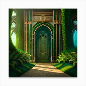 Temple Run Theme, Fairytale Castle, Green Castle, Digital Art Print, Home Decor Canvas Print