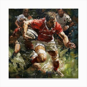 Wales Rugby Player In Action Canvas Print