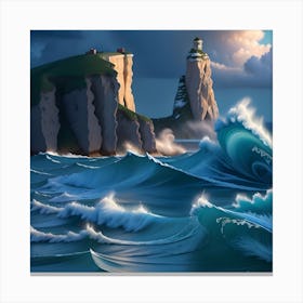 Lighthouse In The Sea Canvas Print