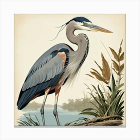 Default Vintage Audubon 1 Great Blue Heron Art 0 Canvas Print