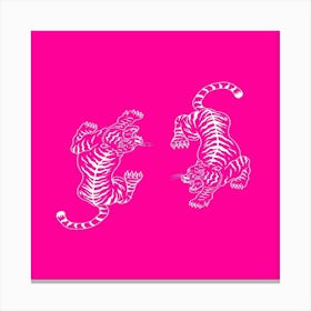 Two Tiger On Pink Background Canvas Print