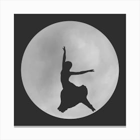 Minimalist Black and White Full Moon Silhouette with Female Dancer - Empowerment - Moon Magic 1 Canvas Print