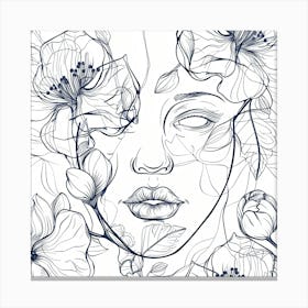 Woman'S Face With Flowers Canvas Print