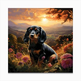 Dachshund At Dusk Canvas Print