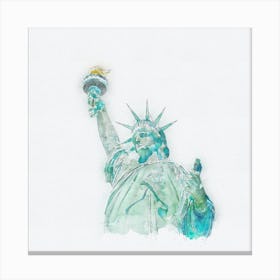 Statue Of Liberty Watercolor Painting Digital Art Canvas Print