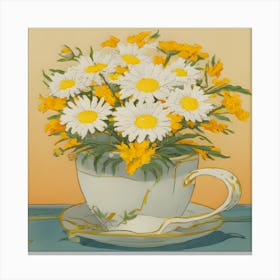 Daisies In A Teacup Canvas Print