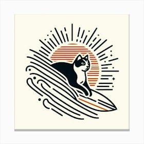 Cat Surfing On A Surfboard Canvas Print