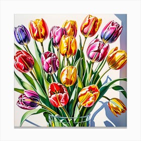 Tulips In A Vase Canvas Print