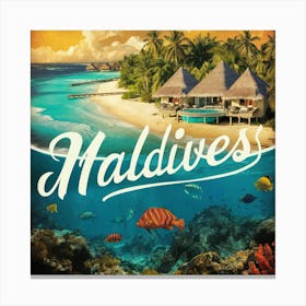 Maldives Vintage Travel Poster (2) Canvas Print