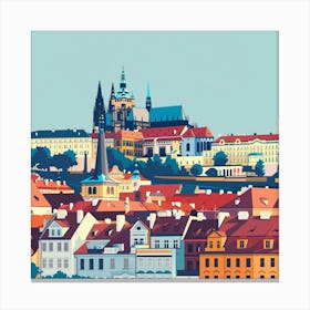 A Prague Castle In Prague Minimal Illustration 1720028450 4 Canvas Print