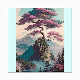 S One Tree On The Top Of The Mountain Towering A Canvas Print