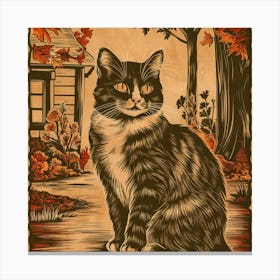 Cat In Autumn Canvas Print