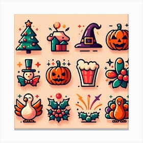 Halloween Icon Set 5 Canvas Print