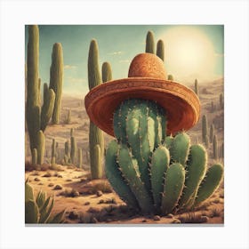 Cactus In A Hat 2 Canvas Print